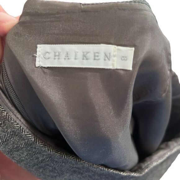 Vintage Wool Chaiken Knee Length Pleated Pencil Skirt Size 8 Brown Wool Gatsby - Picture 10 of 14